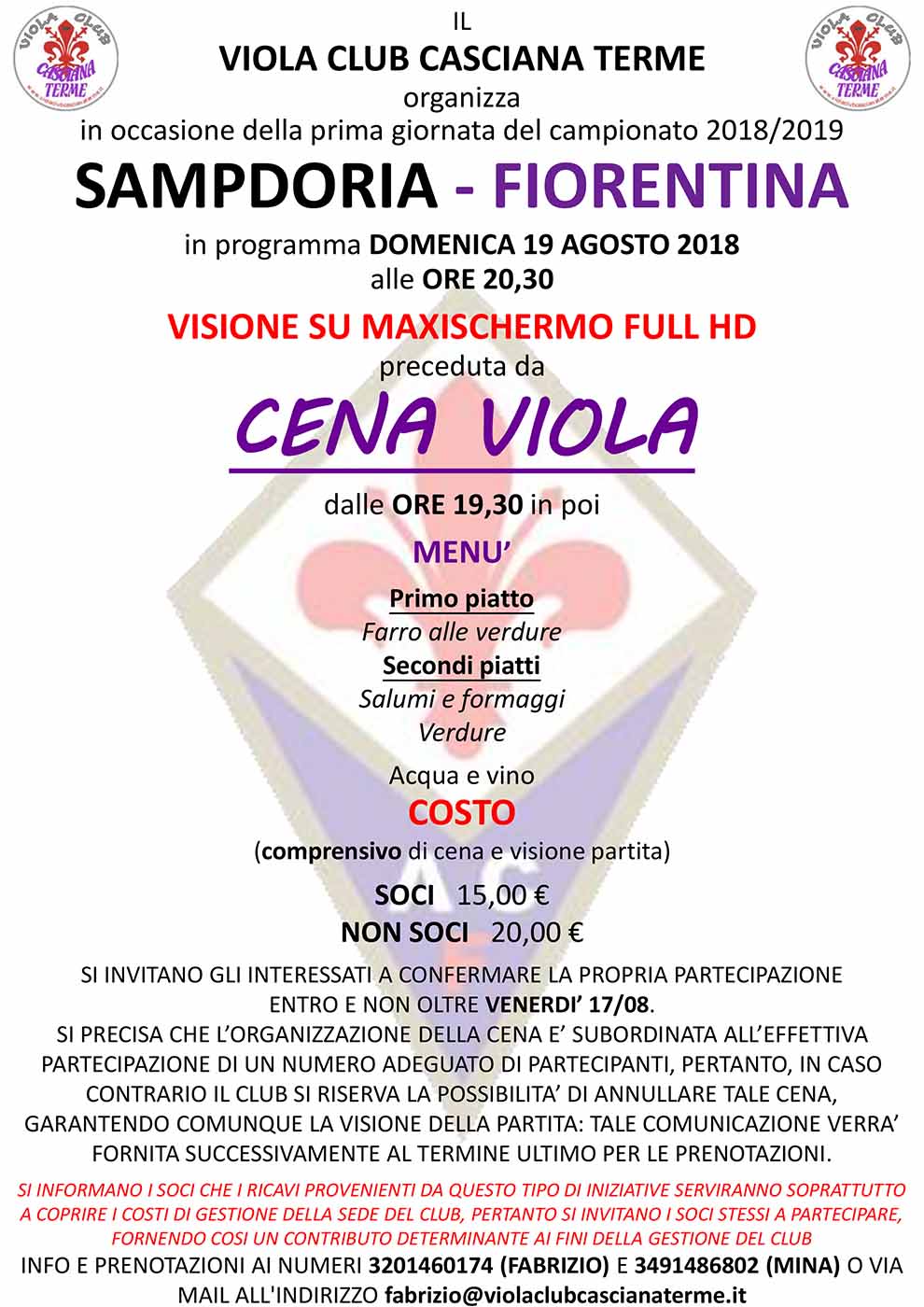 Cena Sampdoria 2018