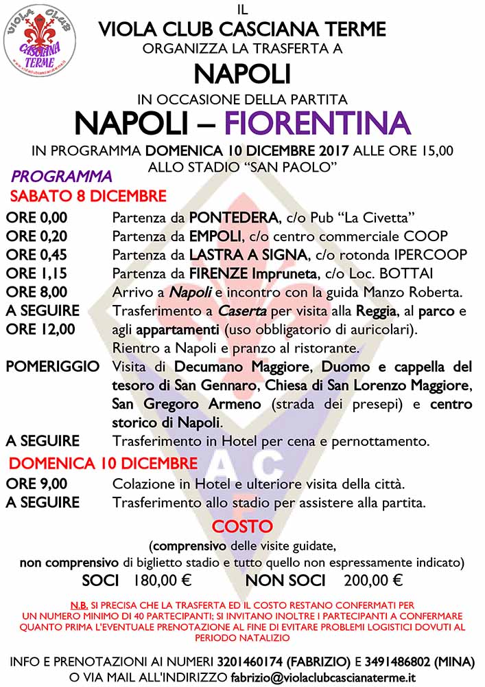 trasferta napoli dicembre